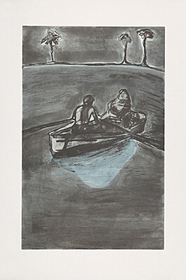 Peter Doig, "Two People at Night (indigo)"
