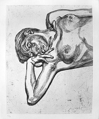 Lucian Freud, "Head and shoulders of a girl",Hartley 41