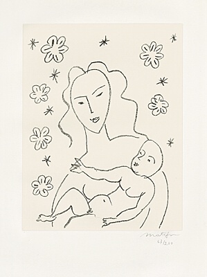 Henri Matisse, "Vierge et enfant sur fond de fleurs et d‘étoiles",Duthuit 646, pl. 354