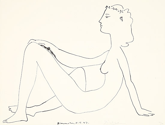 Pablo Picasso, "Nu assis, de profil", Bloch 454, Mourlot 103