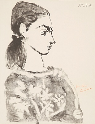 Pablo Picasso, "Femme au corsage à fleurs", Bloch, Mourlot 0846, 307